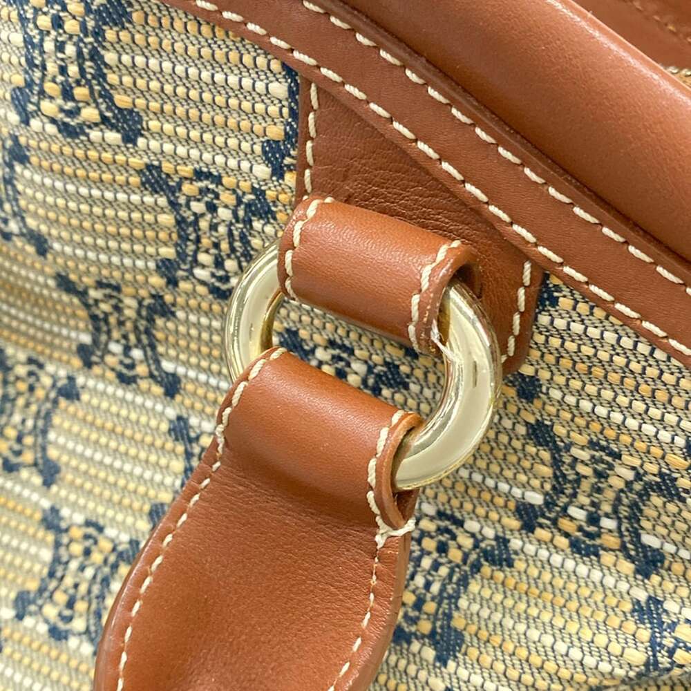 Celine Paris Macadam Handbag Beige Brown Dark Navy Jacquard Leather - Picture 11 of 15
